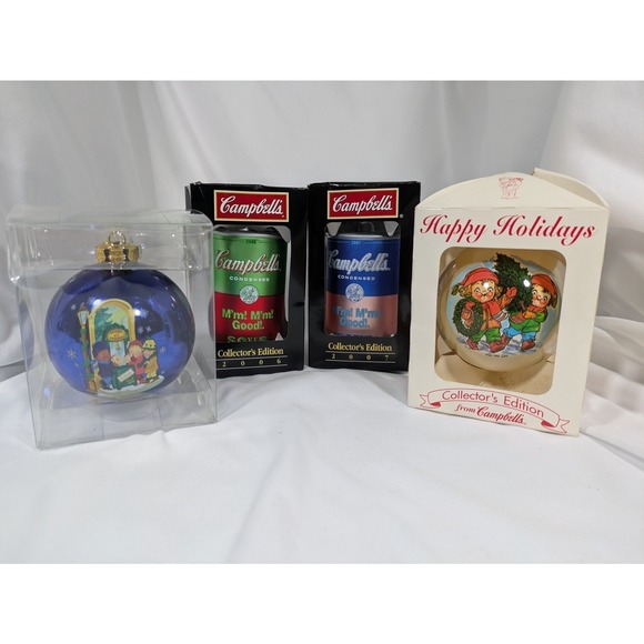 Campbell'S Other - Cambell's Soup Christmas Ornament Set of 4 - 1982, 2006, 2007, 2010